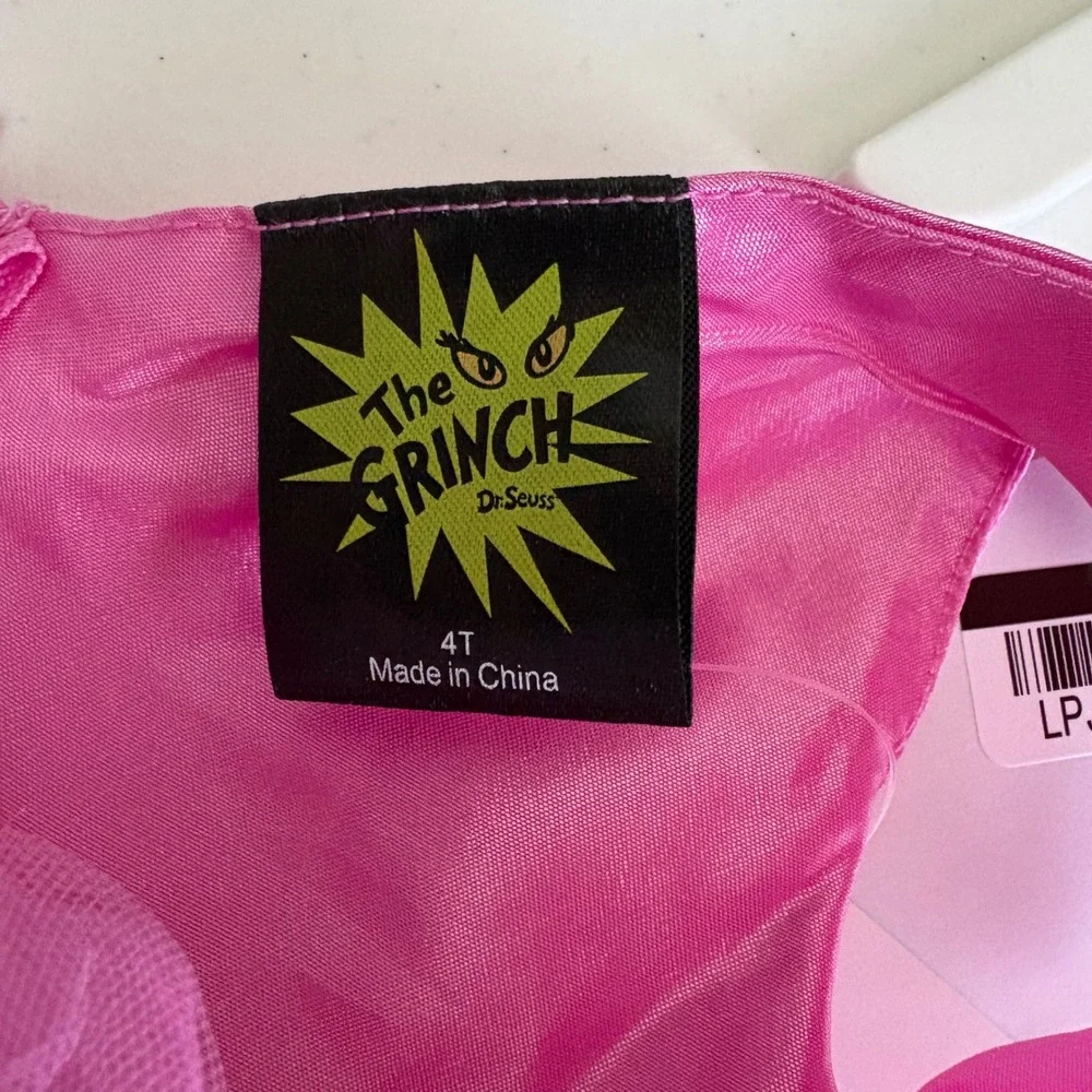 The Grinch Couture Cindy Lou Who Pink Tulle Tutu Dress Red Bow 4T Mad Engine NWT